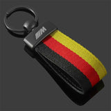 BMW M Power Nylon Webbing Metal Car Keychain Pendant Key Ring Holder