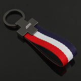 BMW M Power Nylon Webbing Keychain Metal Car Key Ring Chain Pendant