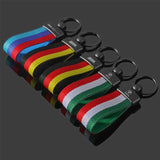 BMW M Power Nylon Webbing Metal Car Keychain Pendant Key Ring Holder